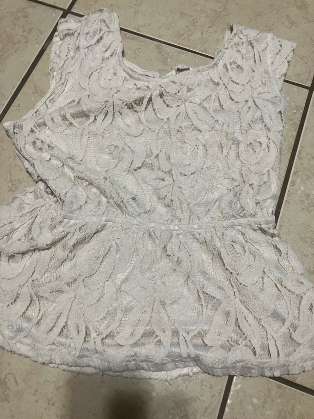 Women’s Lace Peplum Top in Light Cream